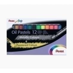 Ceras Pentel Oil Pastel Metalicos/Fluorescentes Estuche De 12