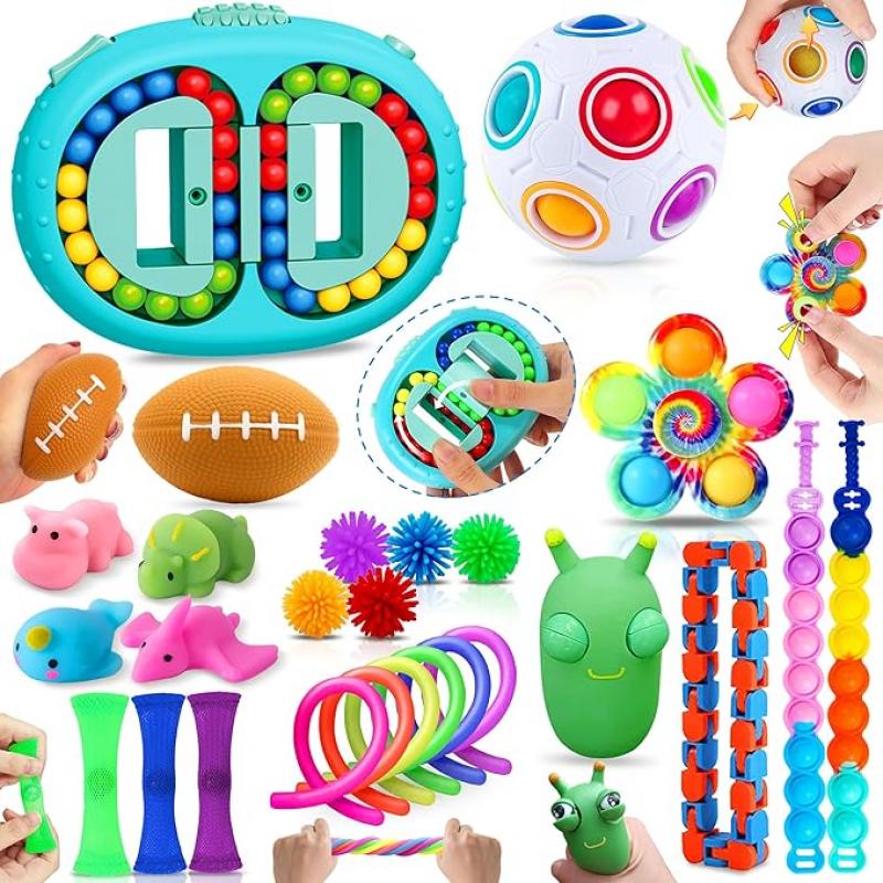 Chennyfun Juguetes Sensoriales y Antiestrés, 26PCS Kit para Aliviar el Estrés y la ansiedad con Cubo Infinito para niños y Adultos con Autismo y TDAH