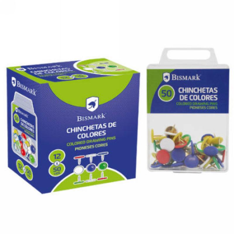 Chinchetas Bismark Plastificadas Colores Caja 50 U