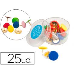 Chincheta LIDERPAPEL plastificada colores surtidos caja de 25 unidades