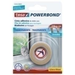 Cinta Adhesiva Doble Cara Tesa Powerbond Rollo 1,5X19 Transparente