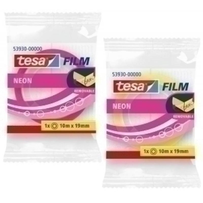 cinta-adhesiva-tesafilm-neon-amarillo-rosa-rollo-10x19
