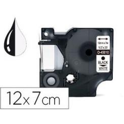 Cinta Q-CONNECT 1000 negro-blanco 12mm x 7mt dymo
