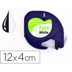 Cinta Q-CONNECT papel 12mm x 4mt negro-blanco para letratag