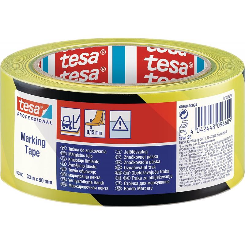 Cinta Señalización Adhesiva Tesa Rollo 33m x 50mm Amarillo