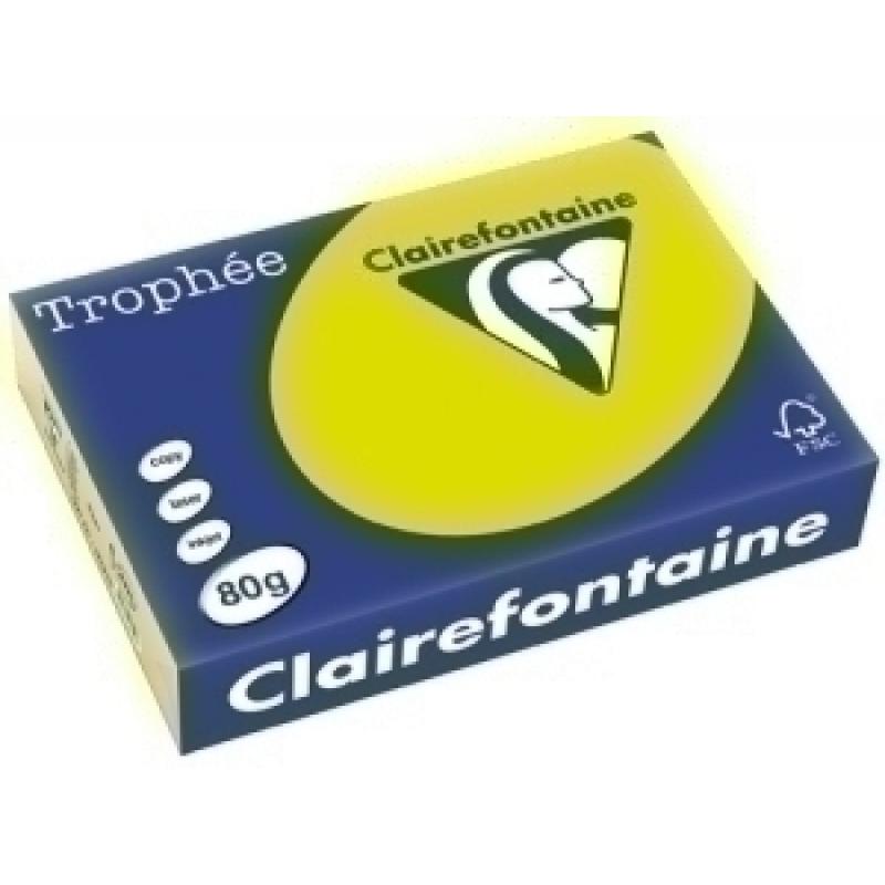 clairefontaine-papel-de-color-a4-clairefontaine-trophee-80g-500h-fluo-verde