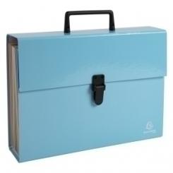 Clasificador Acordeon Exacompta Aquarel Fº 18 Dptos. Maletin Con Asa Y Cierre Plastico Azul
