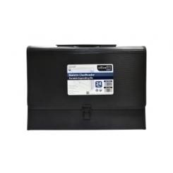 Clasificador Acordeon Office Box Pp 385X290Mm 24 Dptos.Maletin Con Asa Lomo 70Mm Negro