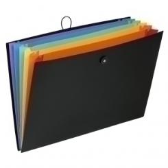 Clasificador Acordeon Viquel Rainbow Class Pp Opaco A3 6 Dptos.  Cierre Elastico/Boton Interior Multicolor Exterior Negro