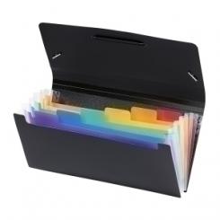 Clasificador Acordeon Viquel Rainbow Class Pp Opaco Recibos 6 Dptos.  Cierre Gomas Y Solapa. Interior Multicolor Exterior Negro