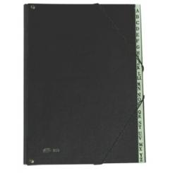 Clasificador Lomo Fuelle Pardo Pvc Fº 18 Dptos.Gomas Alfabetico Negro
