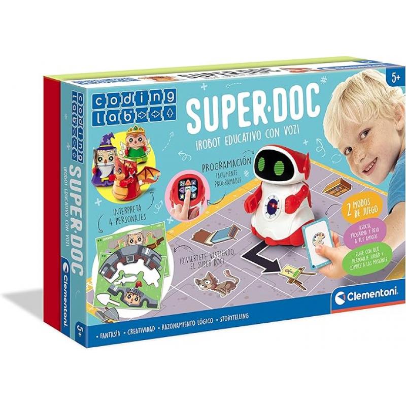 Clementoni 55379.2, Super Doc - robot educativo para 5 años, multicolor, 9,6 x 42,4 x 28,0 cm [versión en español e inglés]
