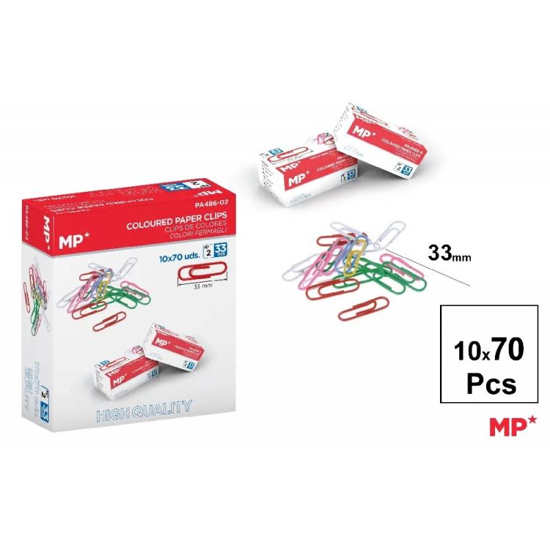 Clips de colores MP 33mm, caja 70 uds