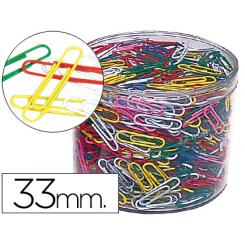 Clips colores LIDERPAPEL bote 1000 unidades colores surtidos