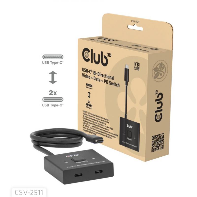 club3d-usb-c-bi-directional-video-data-pd-switch