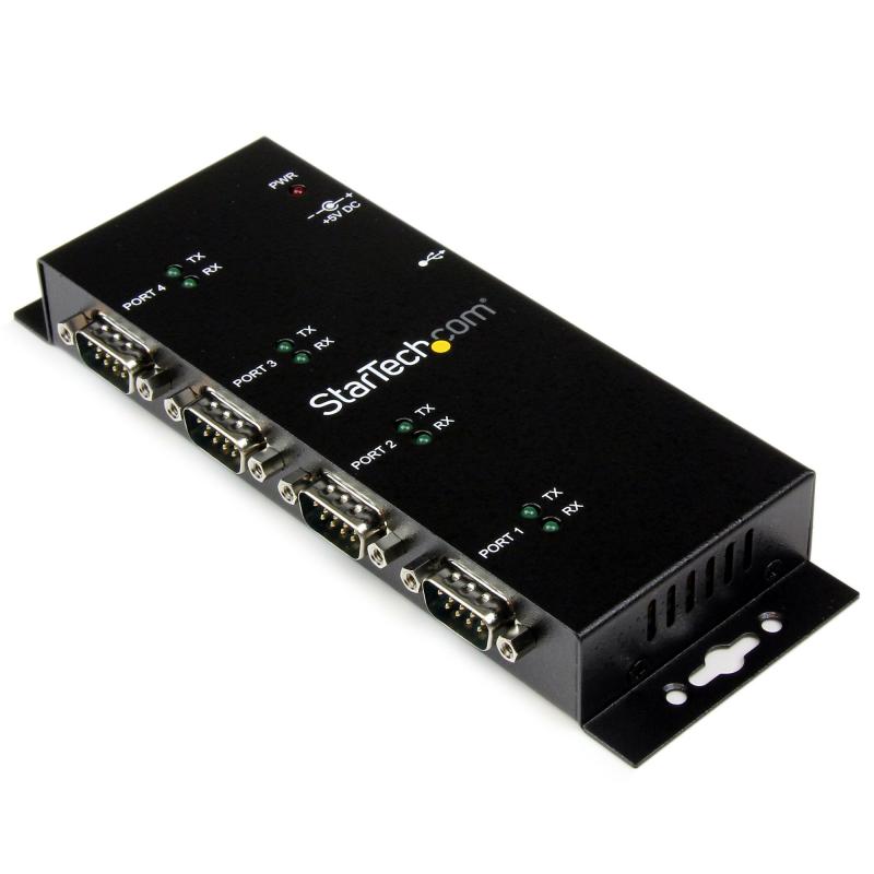 concentrador-adaptador-usb-a-serie-rs232-db9-4-puertos-–-riel-din-industrial-y-montaje-en-pared