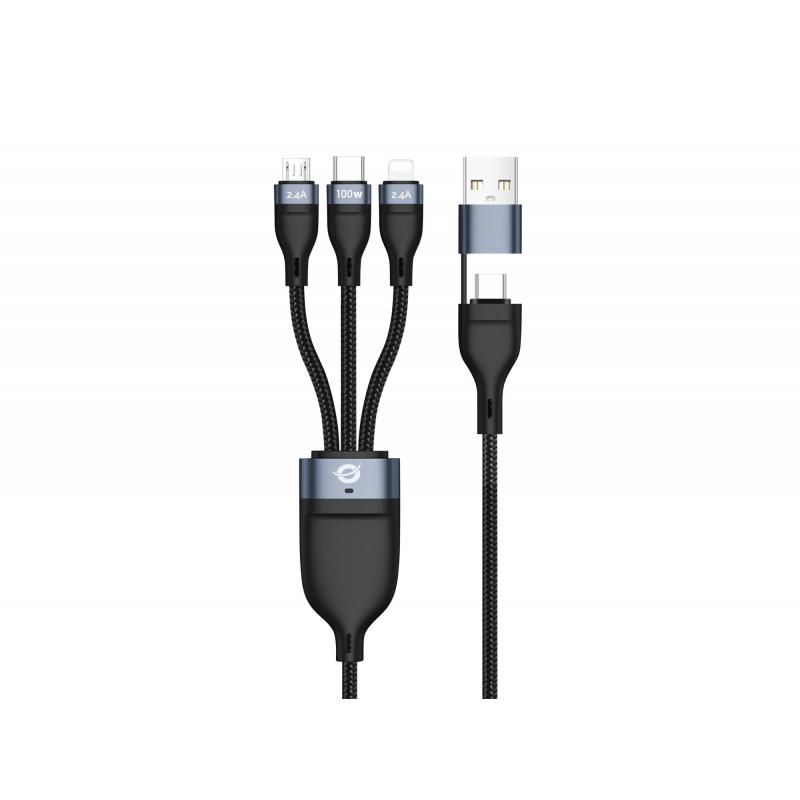 conceptronic-etta06b15-cable-usb-usb-20-15-m-usb-c-usb-c-micro-usb-b-lightning-negro