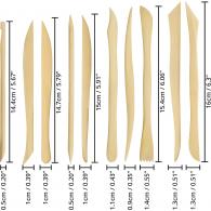 Conjunto de 10 palillos de madera para modelar esculpir 14,4-16 cm