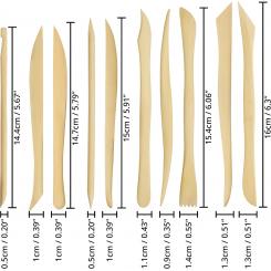 Conjunto de 10 palillos de madera para modelar esculpir 14,4-16 cm