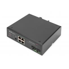 Digitus Conmutador PoE de red Gigabit Ethernet de 4 puertos, industrial, no gestionado, 2 enlaces ascendentes SFP