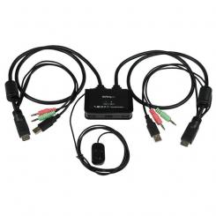 StarTech.com Conmutador Switch KVM 2 puertos HDMI USB Audio con Cables Integrados - 1080p