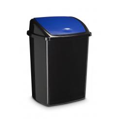 Contenedor negro 50 ltrs c/tapa basculante azul. Polipropileno. Medida ext 310x405x680 mm.