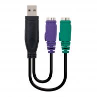 Nanocable CONVERSOR PS/2(TECLADO+RATON) A USB, TIPO 2xPS/2/H-A/M, 15 CM