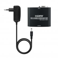 Nanocable Conversor SVGA+Audio a HDMI con Alimentación, SVGA/H+Jack 3.5/H-HDMI A/H, Negro