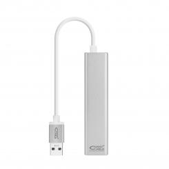 Conversor USB 3.0 a Ethernet Gigabit + 3xUSB 3.0, Plata, 15 cm