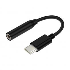 Conversor USB C a Audio 384KHz, USB C/M - jack 3.5/H, negro, 15 cm