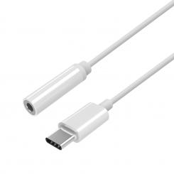 Conversor USB-C a audio estilo Apple, USB-C/M-Jack 3.5/H, Blanco, 15 cm