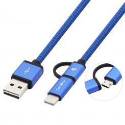 CoolBox COO-CAB-U2MC-BL cable USB 1 m USB 2.0 USB A USB C/Micro-USB B Azul