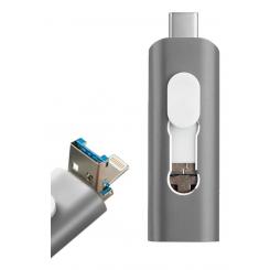COOL 8434847047027 unidad flash USB 128 GB USB Type-A/USB Type-C/Lightning Gris