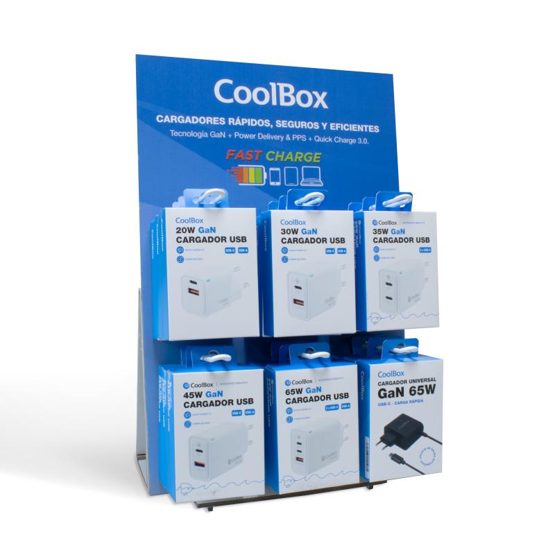 coolbox-pack-12-cargadores-gan-expositor