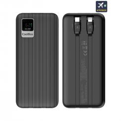 CoolBox POWERBANK DP20 20000MAH LCD+CABLES INTEGRADOS USB-C+LIGHTING NEGRO CARGA RAPIDA