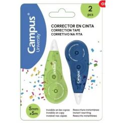 Corrector en cinta CAMPUS UNIVERSITY 5 mm x 5 metros, blíster con 2 uds.