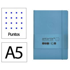 Cuaderno con gomilla ANTARTIK notes tapa blanda A5 hojas puntos azul claro 80 hojas 80 gr fsc
