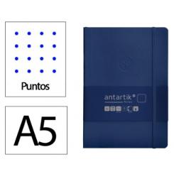Cuaderno con gomilla ANTARTIK notes tapa blanda A5 hojas puntos azul marino 80 hojas 80 gr fsc