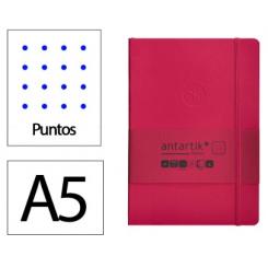 Cuaderno con gomilla ANTARTIK notes tapa blanda A5 hojas puntos burdeos 80 hojas 80 gr fsc