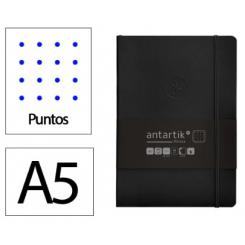 Cuaderno con gomilla ANTARTIK notes tapa blanda A5 hojas puntos negro 80 hojas 80 gr fsc