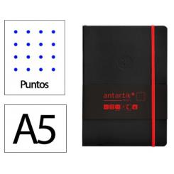 Cuaderno con gomilla ANTARTIK notes tapa blanda A5 hojas puntos negro y rojo 80 hojas 80 gr fsc