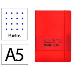 Cuaderno con gomilla ANTARTIK notes tapa blanda A5 hojas puntos rojo 80 hojas 80 gr fsc