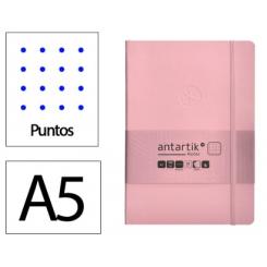 Cuaderno con gomilla ANTARTIK notes tapa blanda A5 hojas puntos rosa pastel 80 hojas 80 gr fsc