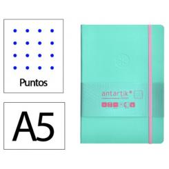 Cuaderno con gomilla ANTARTIK notes tapa blanda A5 hojas puntos rosa y turquesa 80 hojas 80 gr fsc