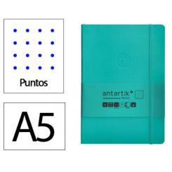 Cuaderno con gomilla ANTARTIK notes tapa blanda A5 hojas puntos turquesa 80 hojas 80 gr fsc