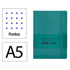 Cuaderno con gomilla ANTARTIK notes tapa blanda A5 hojas puntos verde aguamarina 80 hojas 80 gr fsc
