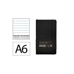 Cuaderno con gomilla ANTARTIK notes tapa blanda A6 rayas negro 100 hojas 80 gr fsc