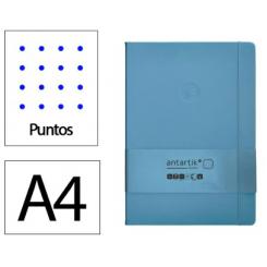 Cuaderno con gomilla ANTARTIK notes tapa dura A4 hojas puntos azul claro 100 hojas 80 gr fsc