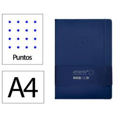 Cuaderno con gomilla ANTARTIK notes tapa dura A4 hojas puntos azul marino 100 hojas 80 gr fsc