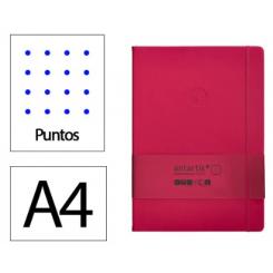 Cuaderno con gomilla ANTARTIK notes tapa dura A4 hojas puntos burdeos 100 hojas 80 gr fsc
